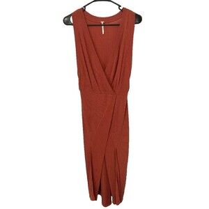 Free People Women’s Burnt Orange Boho Maxi‎ Tank Dress Faux Wrap Size S/P